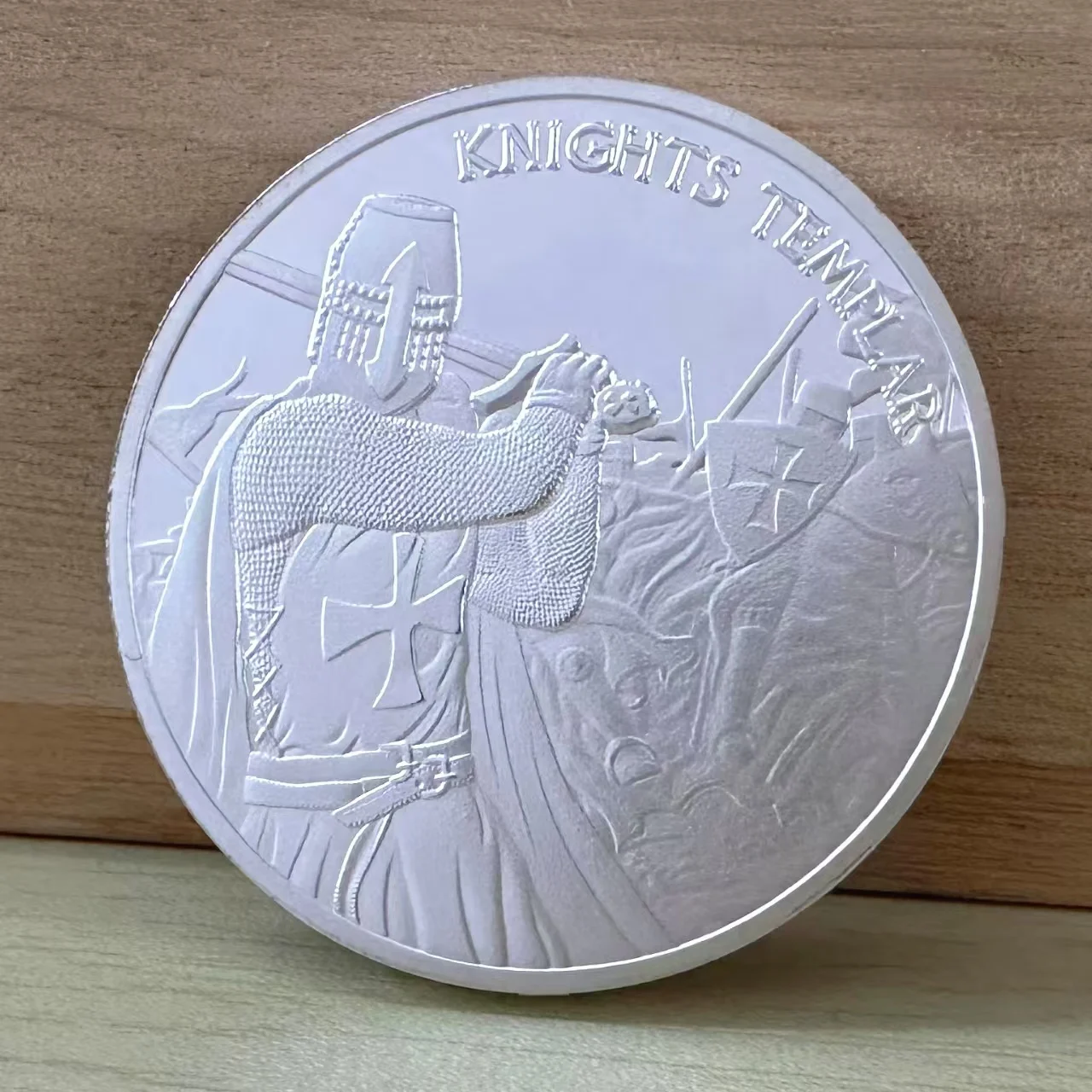 

Silver Christian Knight Templar Commemorative Coin Warrior Cross Collectibles Art Souvenir Challenge Coin