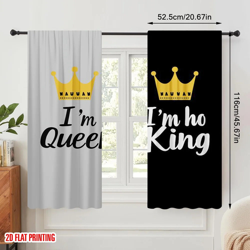 2pcs,2D plane printing Pattern Curtains King and Queen (38) Versatile Polyester (without rod) Decorations Inside Use for Study,