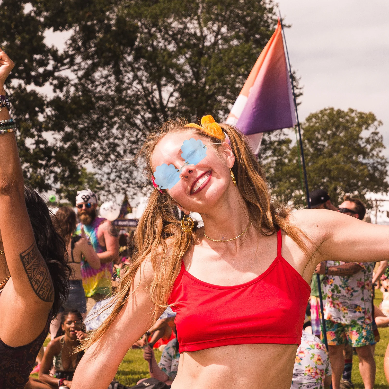 

Солнцезащитные очки для женщин и мужчин, квадратные пляжные металлические очки на день рождения, маскарад, овальный узор в виде ракушки, реквизит для фотосессии, костюмы для вечеринок, длительное качество