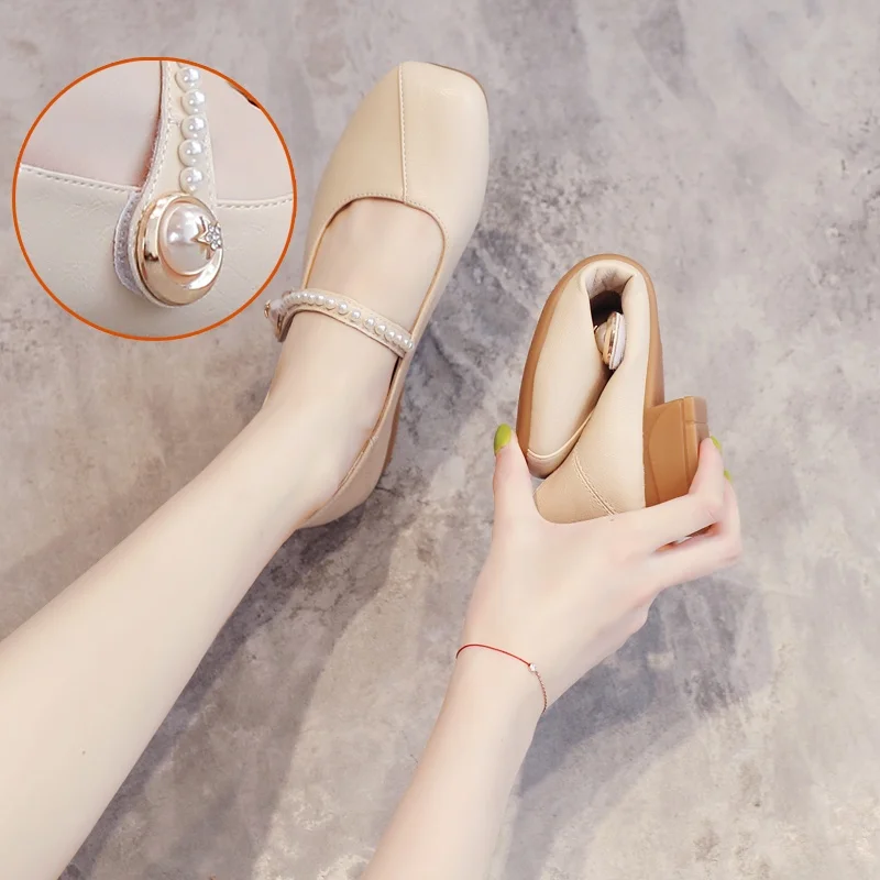 

Leather Flat Bot Mary Jane Casual oes Women's Spring Autumn New Sle Breathable Soft Sole Flats Faion Single oes