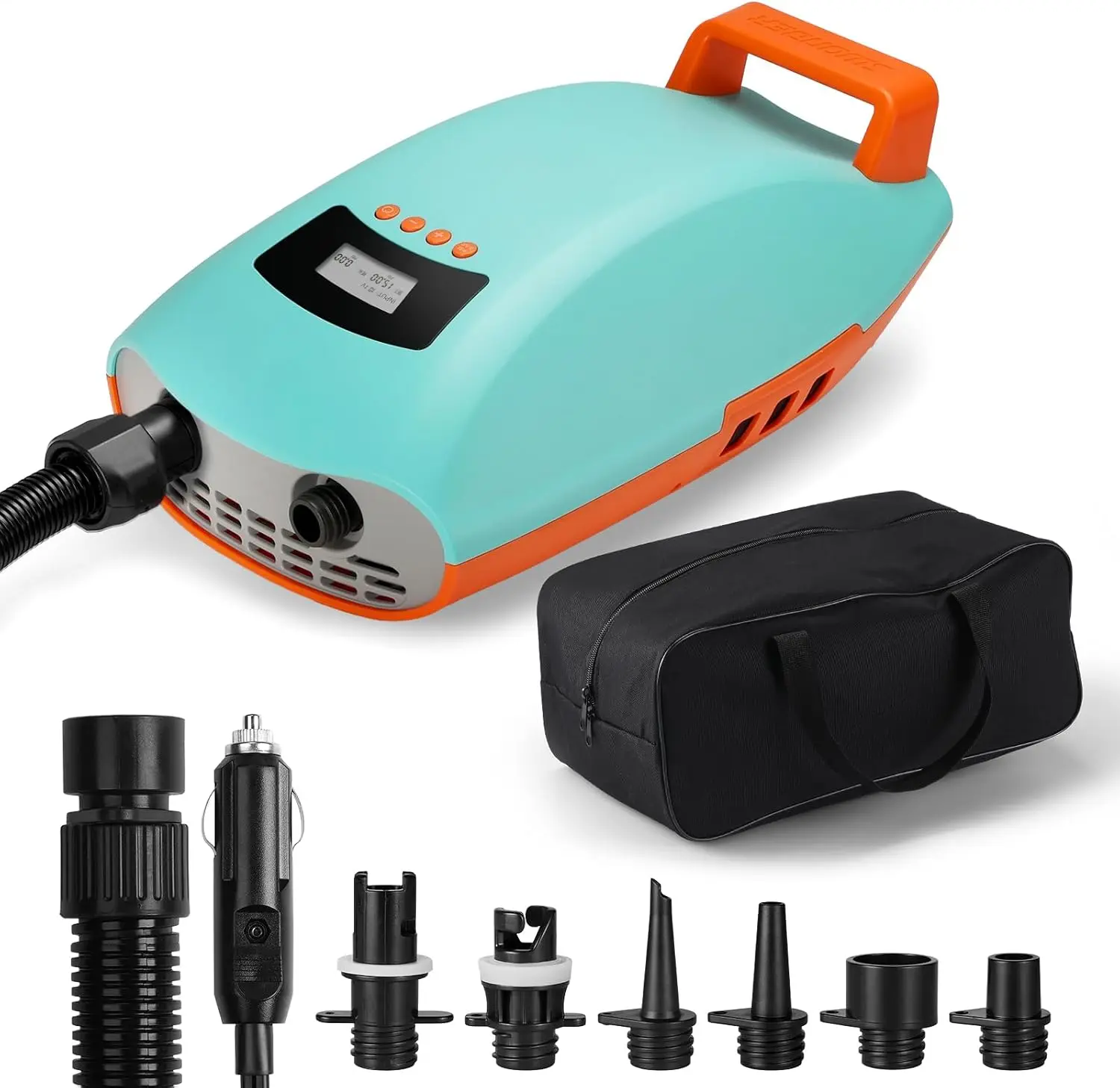 

20 PSI Dual Cylinder SUP Electric Pump, 30% Faster, Active Cooling, Supports 4 SUPs, 3 Colors