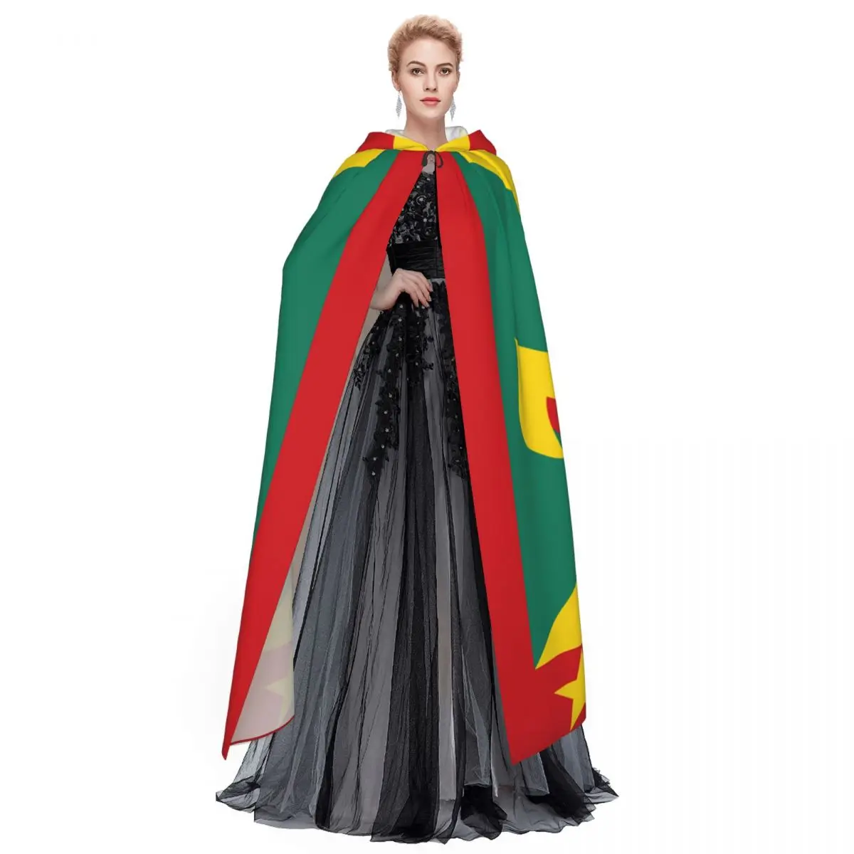 Unisex Adult Flag Of Grenada Cloak with Hood Long Witch Costume Cosplay