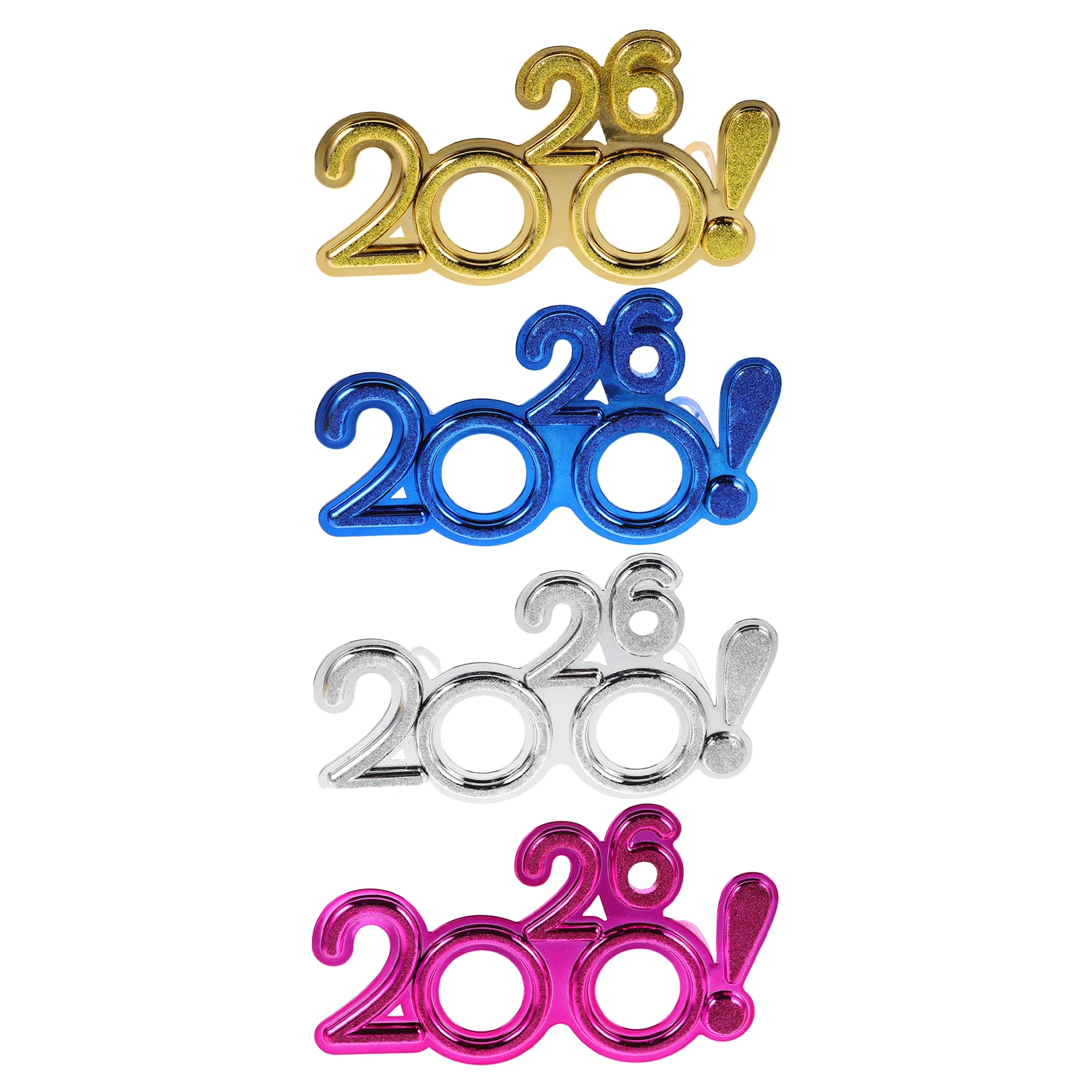 

4Pcs 2026 New Year Party Glasses Plastic Decorative Eyewear Fun Carnival Decorations Photo Booth Props Family Gatherings