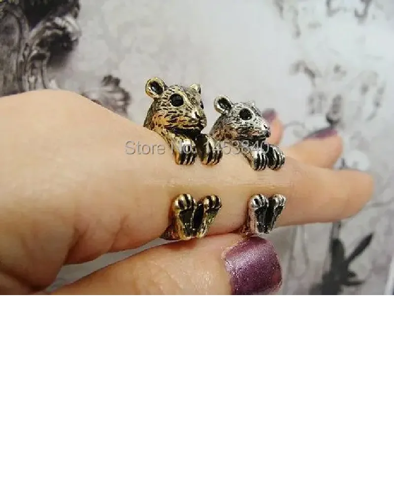 Hamster Ring Women's  Retro Burnished Birthday gifts Animal Ring