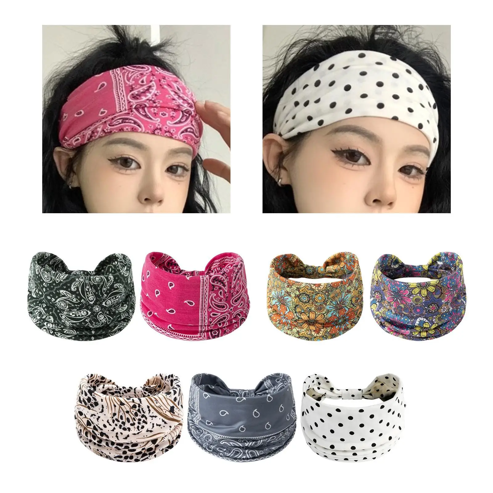 Wide Headband for Women Boho Absorb Sweat Soft Quick Drying Knotted Hairband