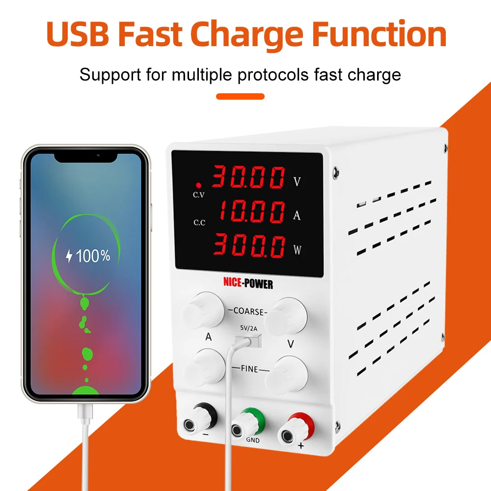 Imagem -03 - Fonte de Alimentação Led Bench Fonte de Alimentação Comutada Usb 5v 2a Charging Port Regulador de Estabilidade de Tensão Reparação 24v 12v 10a 300w