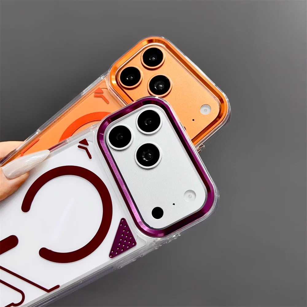 Luxuriöse Transparente Magsafe Magnetische Hülle für iPhone 18 Pro Max 17 Pro 16 15 14 13 Metall-Kamerarahmen Klare Stoßfeste Abdeckung – Detail 5
