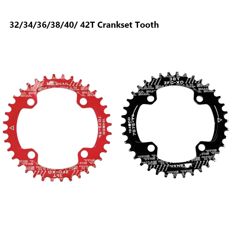 Lumaca 104BCD MTB corona rotonda stretta larga ultraleggera Mountain Bike 32T 34T 36T 38T 40T 42T guarnitura dente 104BCD corona