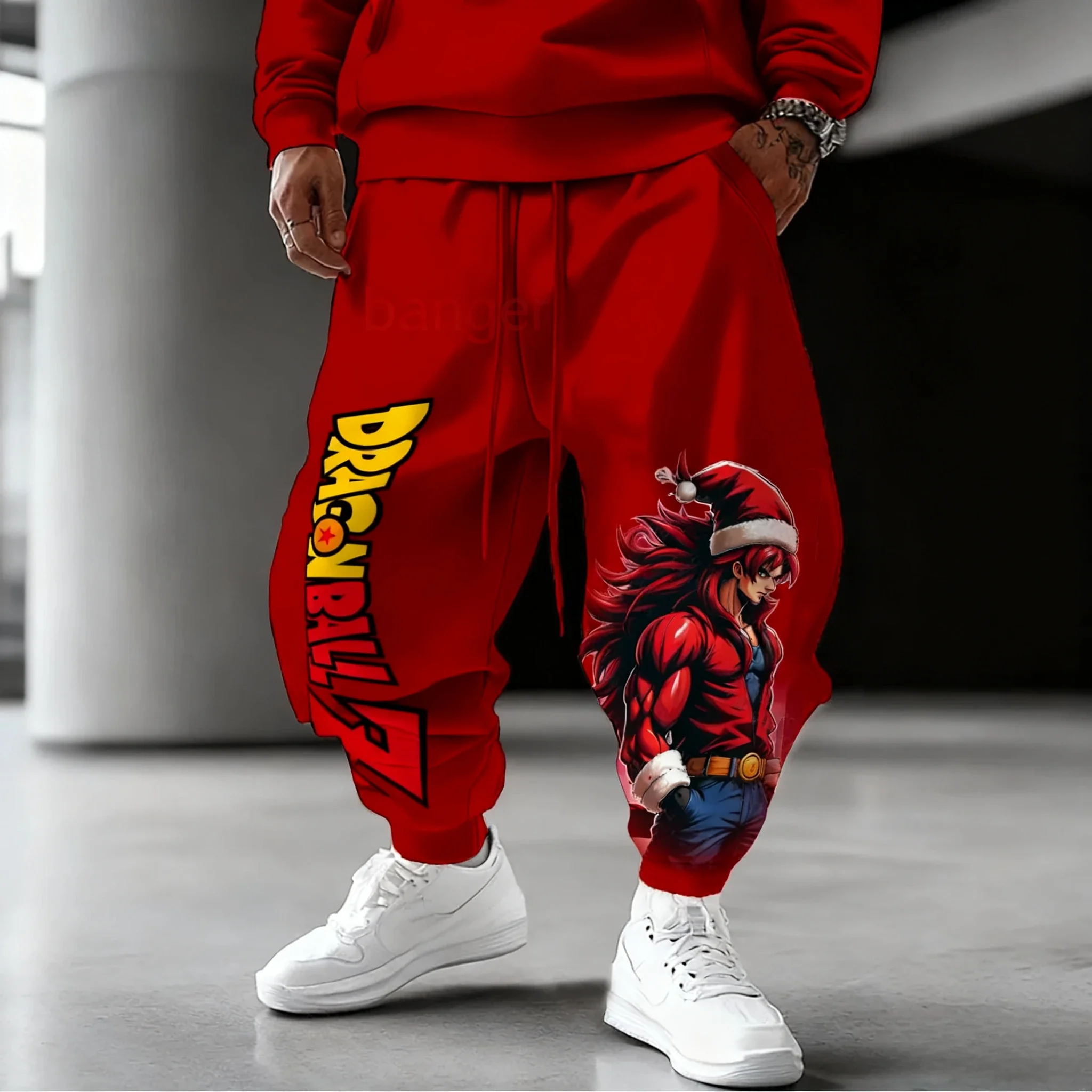 

Dragon Ball Anime Christmas Printed Sports Pants 2026 Autumn/Winter Men's New Hip Hop Trend Y2K Casual Daily Sports Tape Pants