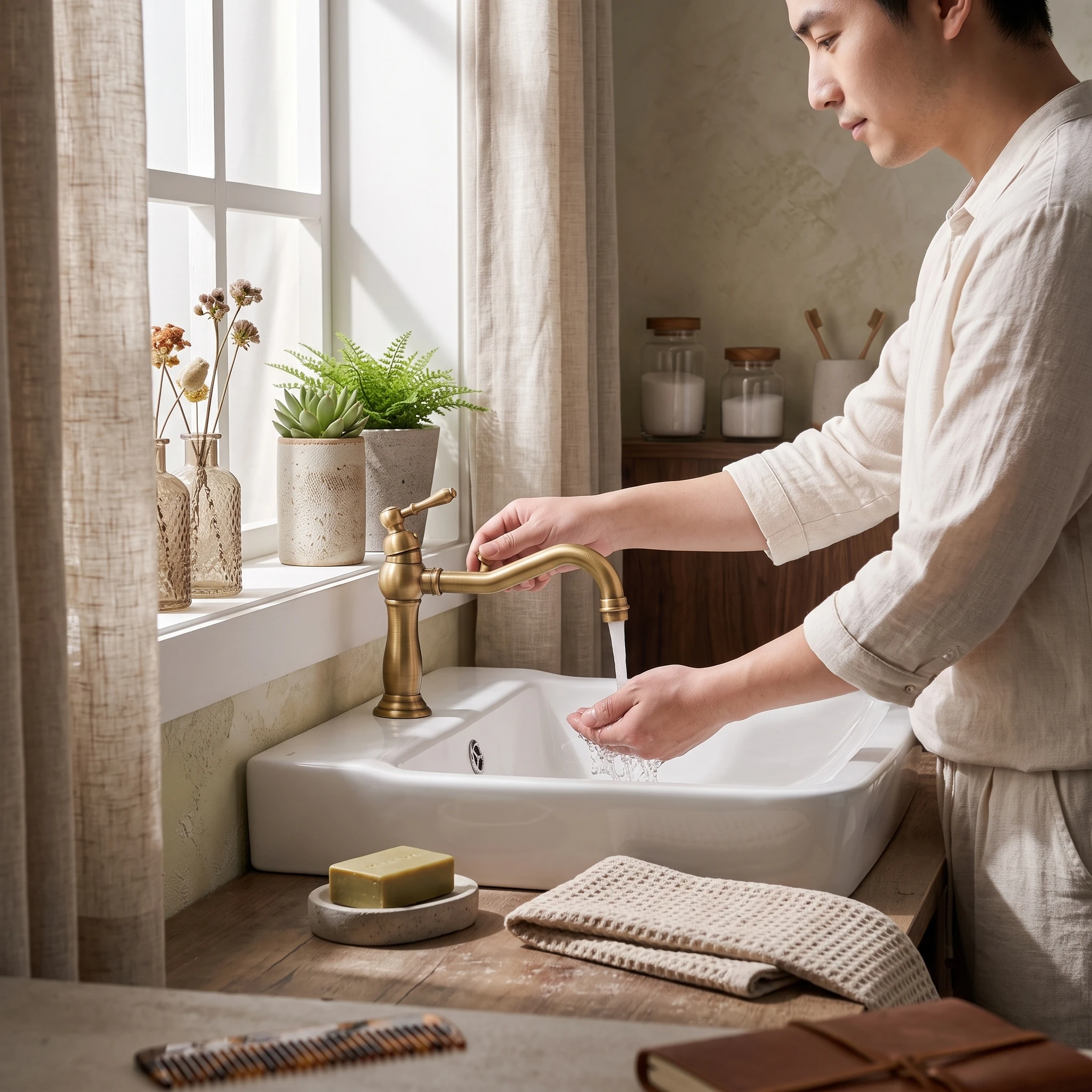 Concealed Basin Faucet Vintage Wall-Mounted Faucet Tap Corrosion-Resistant Polished for Renovators, Bathroom, Powder Room