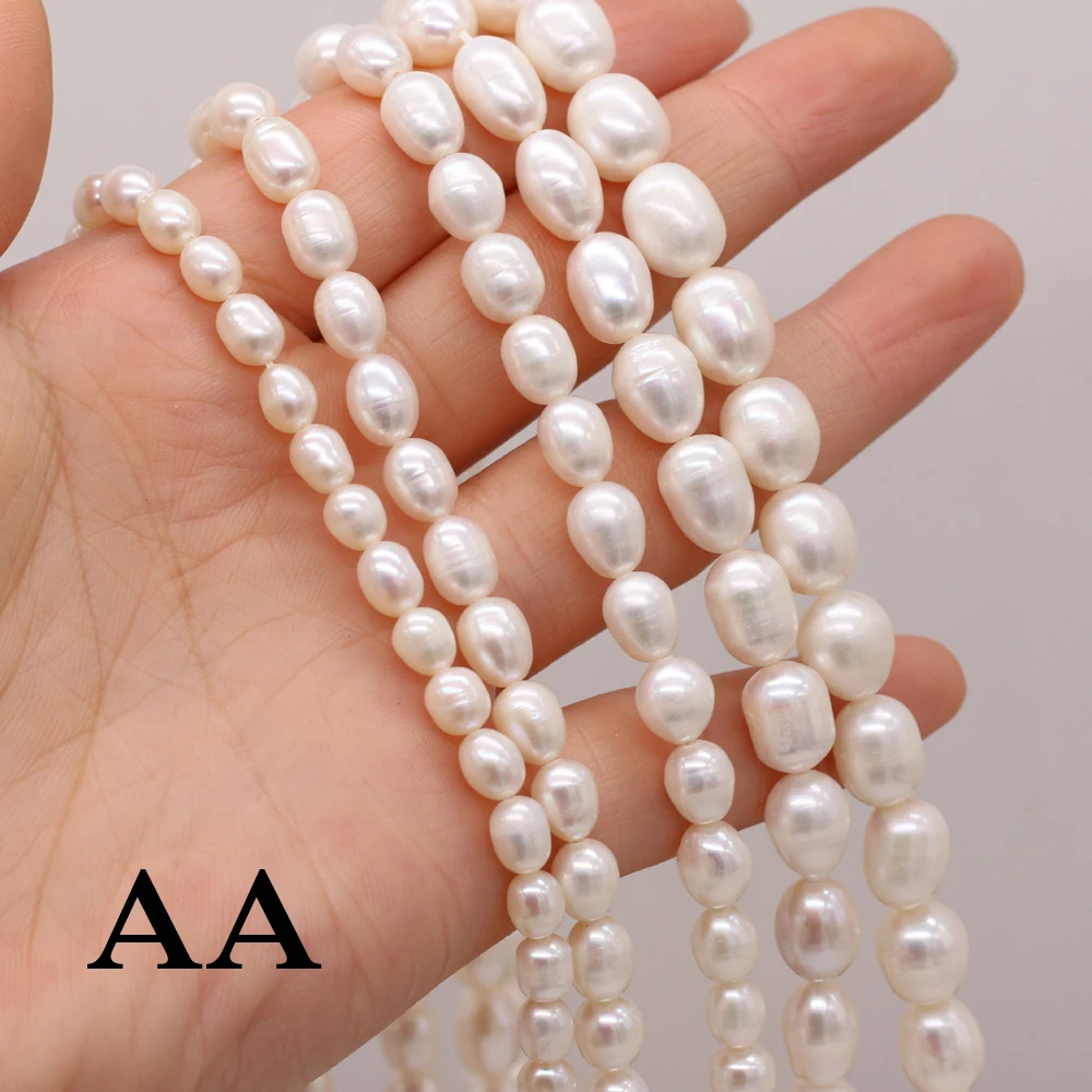 AA White Rice Pearls Natural Freshwater Pearls Loose Spacer Beads for Jewelry Making Supplies DIY Necklace Bracelet Accessories