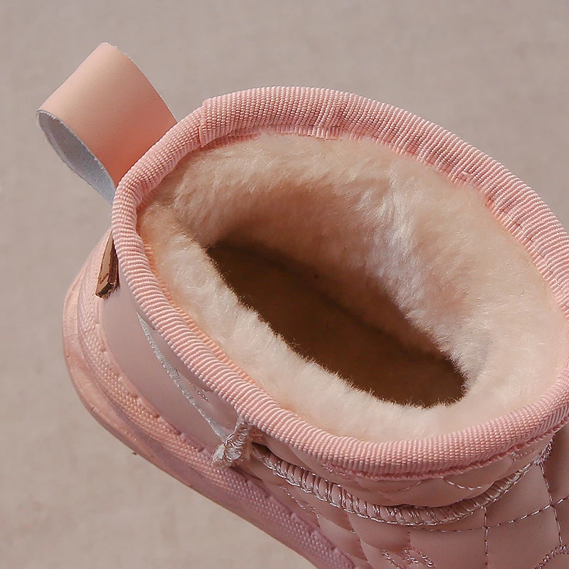 Winter Children Snow Boots Baby Warm Cute Cotton Boots Girls Fashion Leather Princess Boots