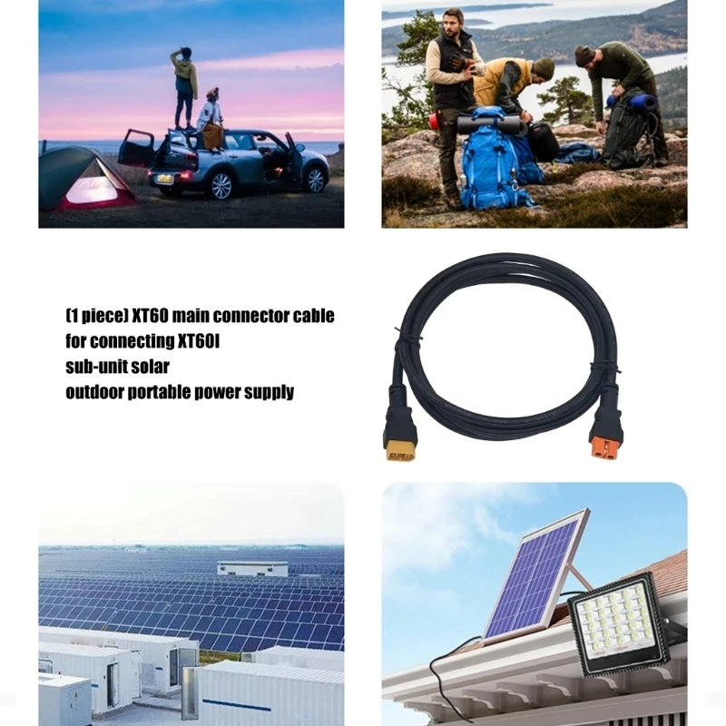14AWG Charging Cable with Male to Female Ends, 1.5M Wire for Solar Energy Devices, Battery Storage Use, Clean Routing, and Daily