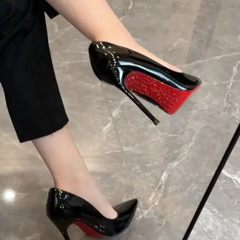 Designer Shoes High Heels Women Sole Rhinestones Pumps Red Bottom High Heels Women Wedding Bride Pointed Toe Platform Shoes