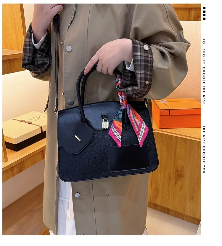 

2025 Luxury Kelly Bag with Silk Scarf Platinum Retro Shoulder Bag, Spacious Designer Handbag for Women Elegant Large Tote Purse