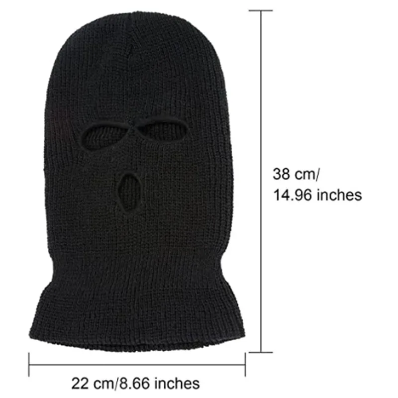 Gorro de invierno para hombre, máscara táctica del ejército, máscara facial completa de 3 agujeros, máscara de esquí, gorro de invierno,