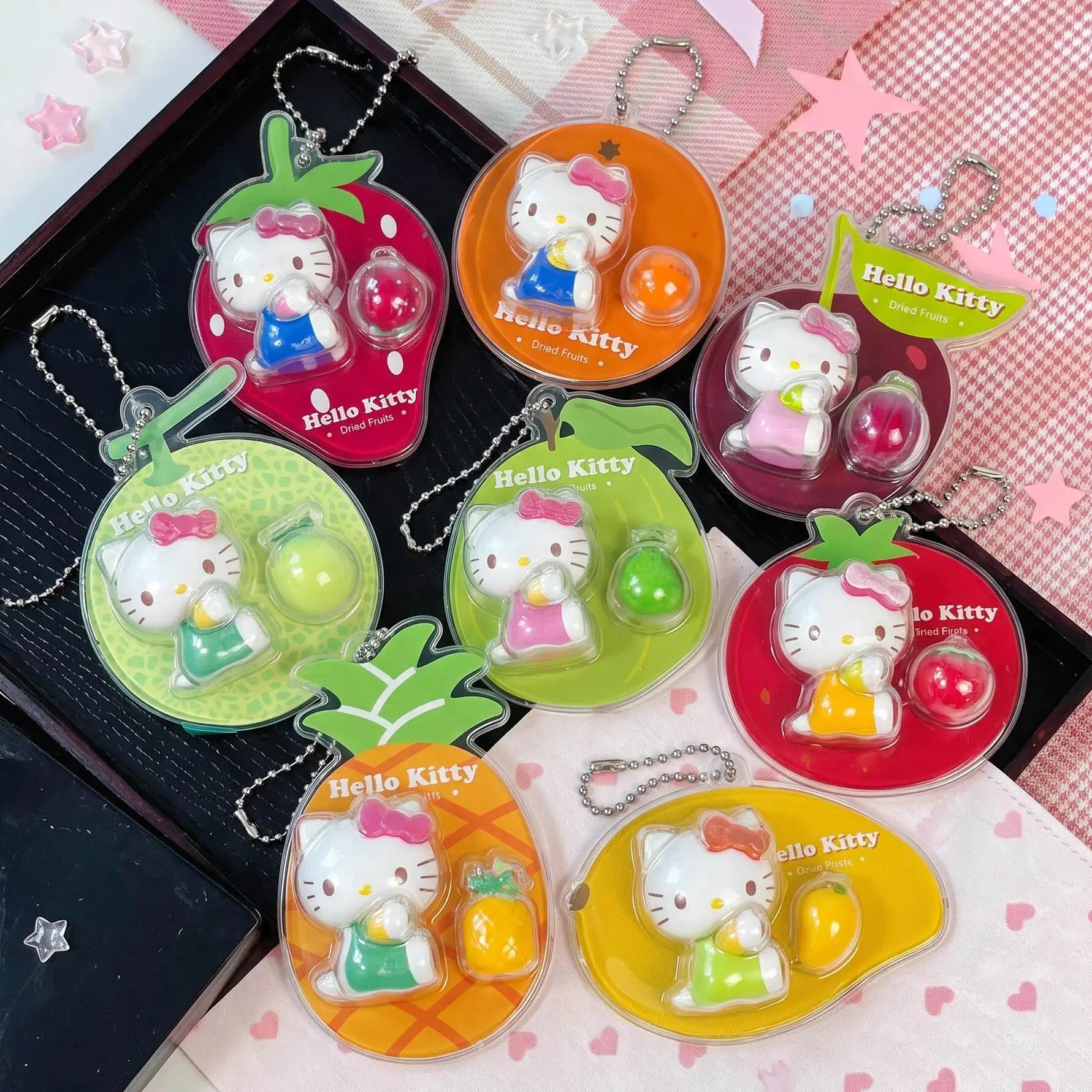 Anime Sanrio Hello Kitty Sweet Fruit Story Series Mini Card Pendant Cute Tiny Figure Charm Kawaii Bag Ornament Collectible 2026