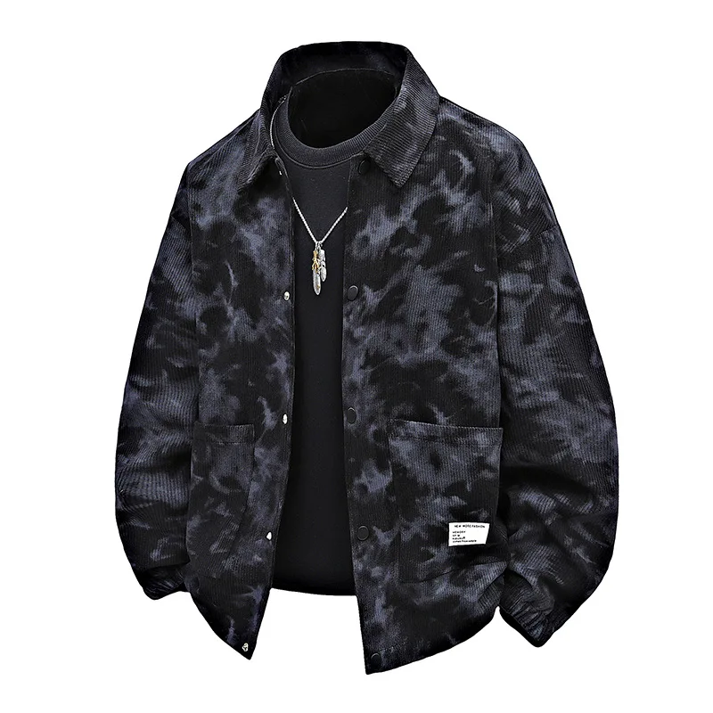 

Вельветовое повседневное пальто, мужская куртка, популярная весна и осень в стиле ретро с лацканами тай-дай и модная универсальная свободная мужская одежда