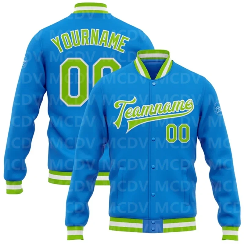 Custom Electric Blue Navy-Gold Bomber Full-Snap Varsity Letterman Jacket