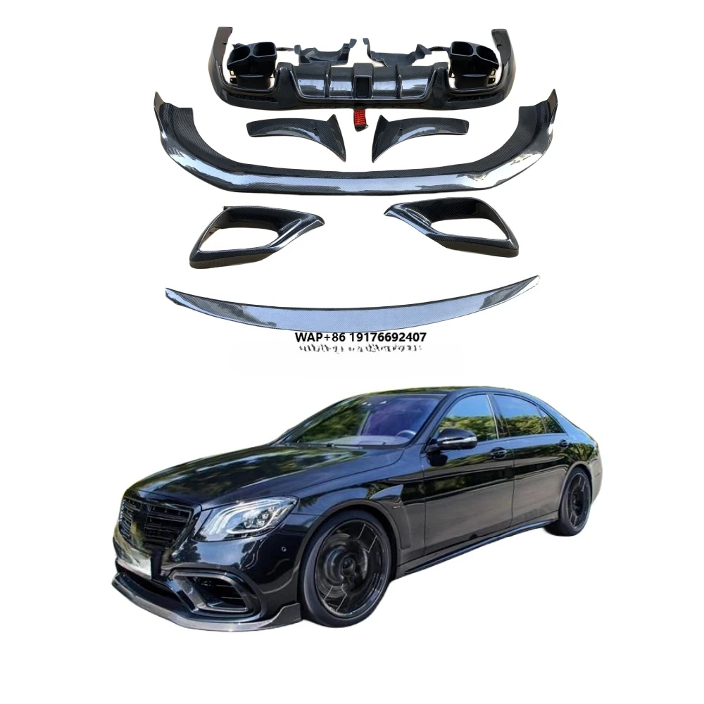 Style Carbon Fiber Body Kit for S63 S65 W222 Upgrade Front Diffuser Rear Lip Rear Wing Bumper