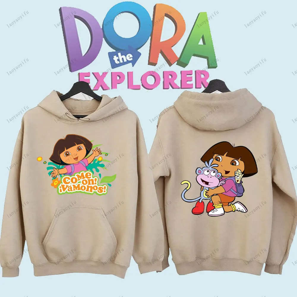 Dora The Explorer لطيف أنيمي الكرتون البلوز الشتاء الدفء هوديي للجنسين النساء الرجال ملابس رياضية شخصية مريحة #3