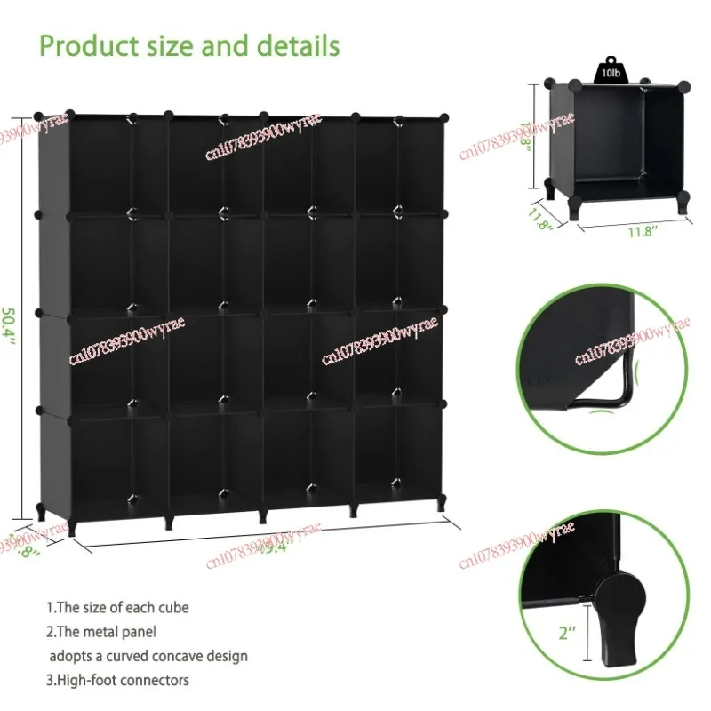 16 grid black bookshelf, miscellaneous rack, plastic cube storage manager, plastic storage rack, shelf storage rack