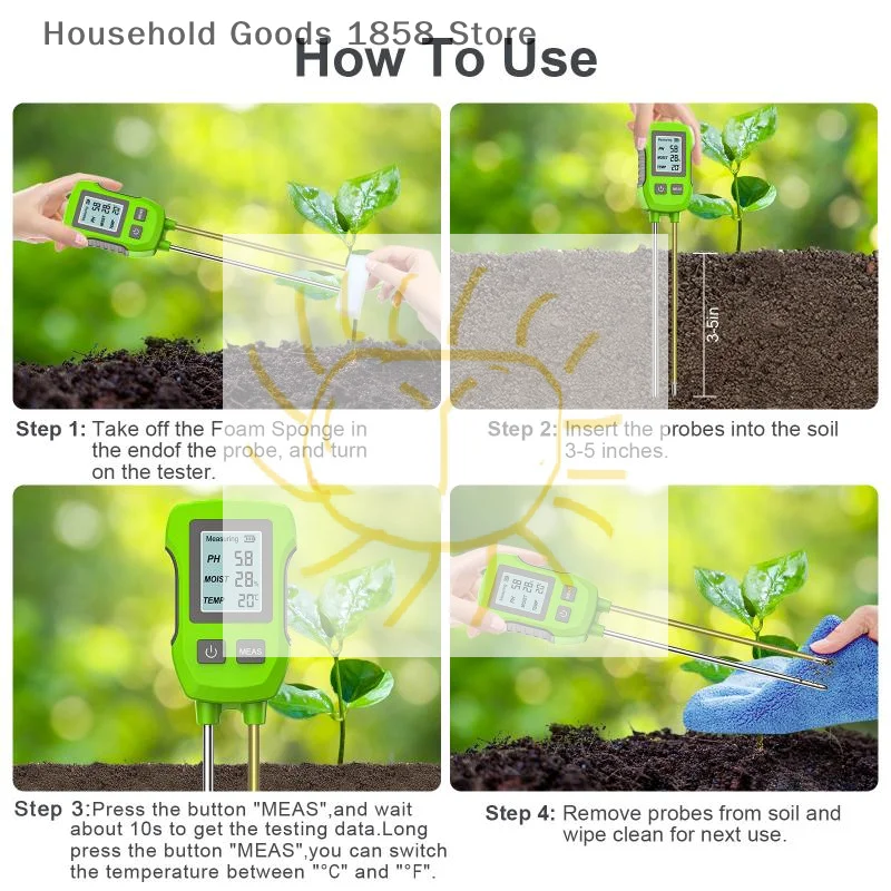 

3 в 1 тестер почвы ЖК-цифровой портативный измеритель pH почвы высокая точность PH детектор температуры влажности тест почвы для цветов и растений