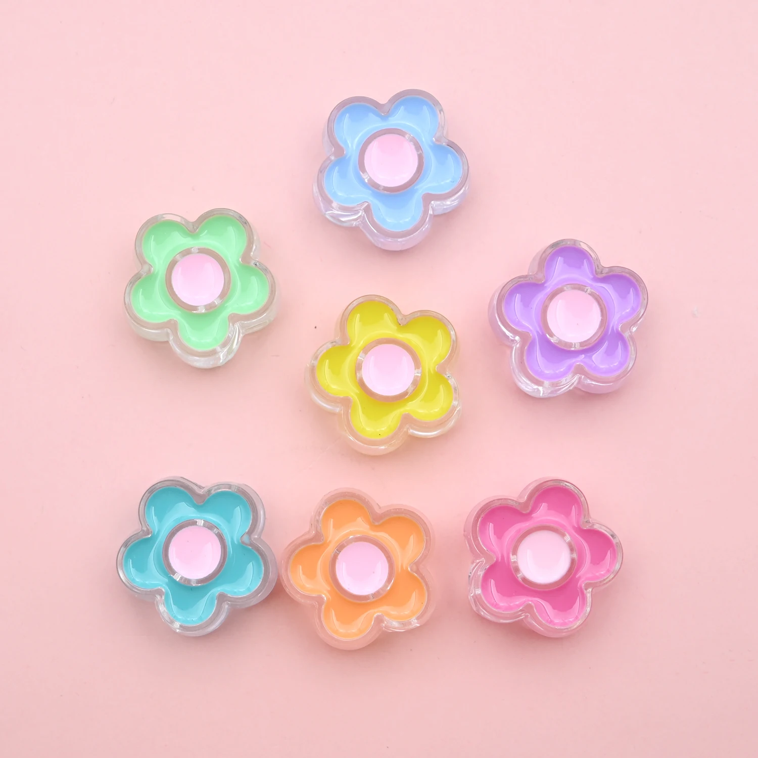 22mm Cute Flower Acrylic Beads Large Hole Loose Spacer Beads For Jewelry Making Bracelet Necklace Charm Diy Handmade Accessories