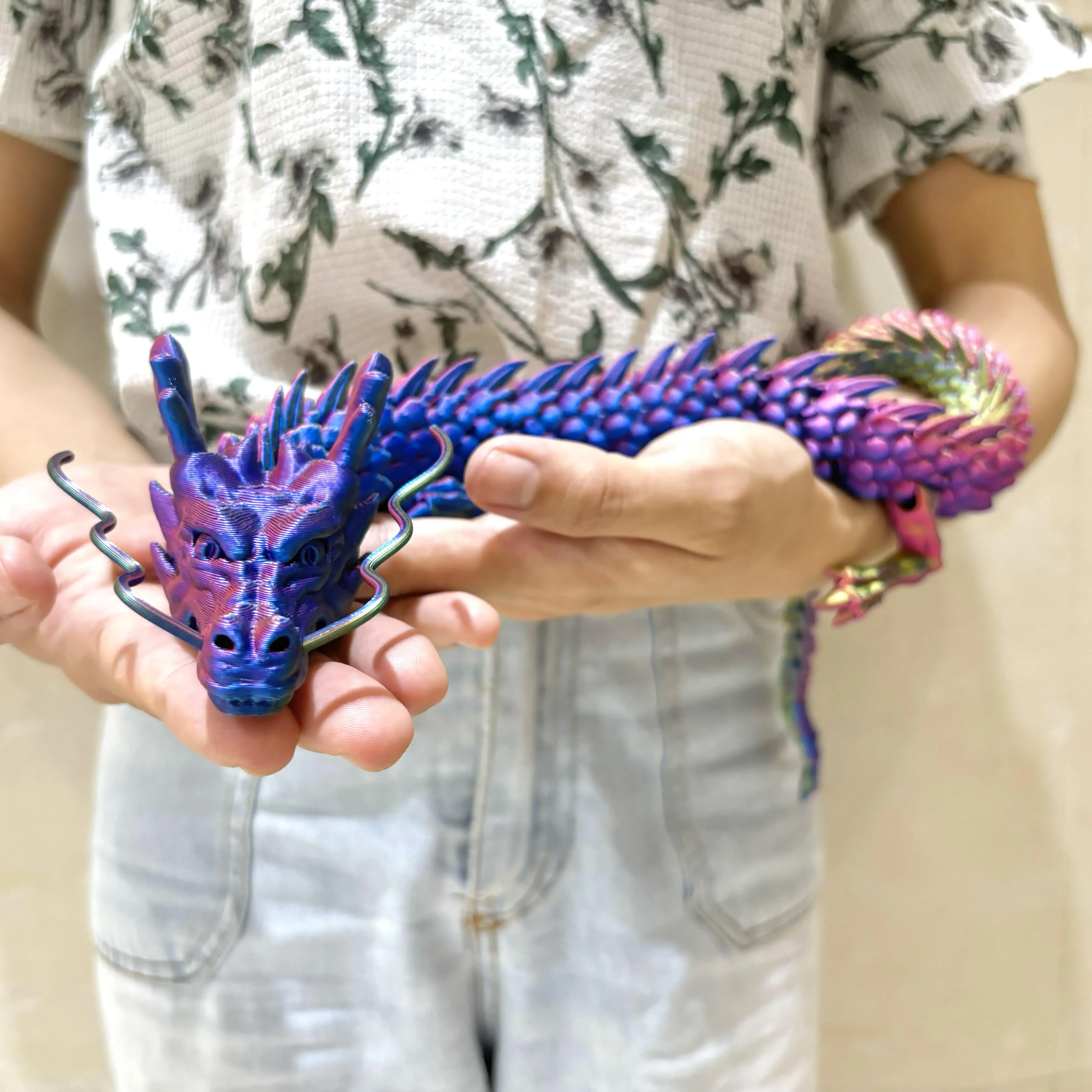 60Cm/23,62 pulgadas 3D impreso dragón articulaciones móviles modelo Animal decoración de escritorio para el hogar adornos colección de regalos estatua
