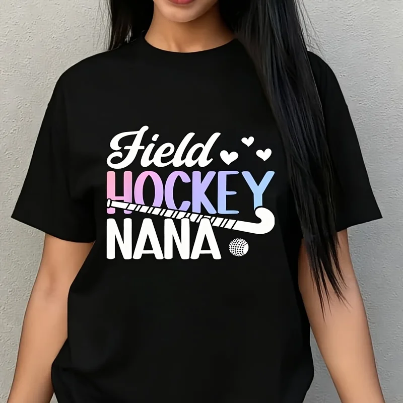 Field Hockey Nana of a Field Hockey Player Nana Women's Plus Size T-Shirt 100% Cotton 220g