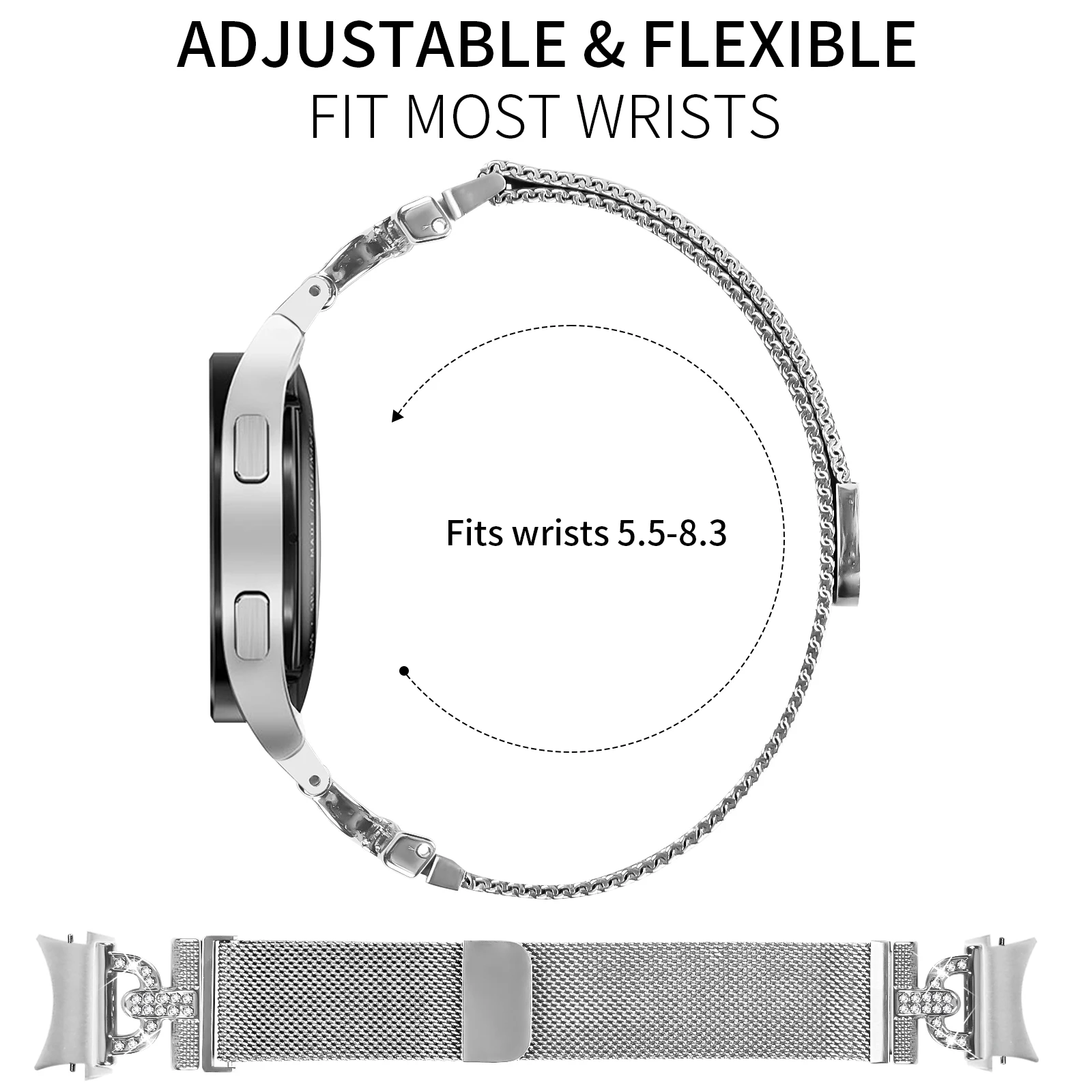 Pulseira milanesa de ajuste rápido sem lacunas para samsung galaxy watch 7 fe 6 5 4 clássico 43mm 47mm 40mm 44mm 42 46mm pulseira de laço magnético