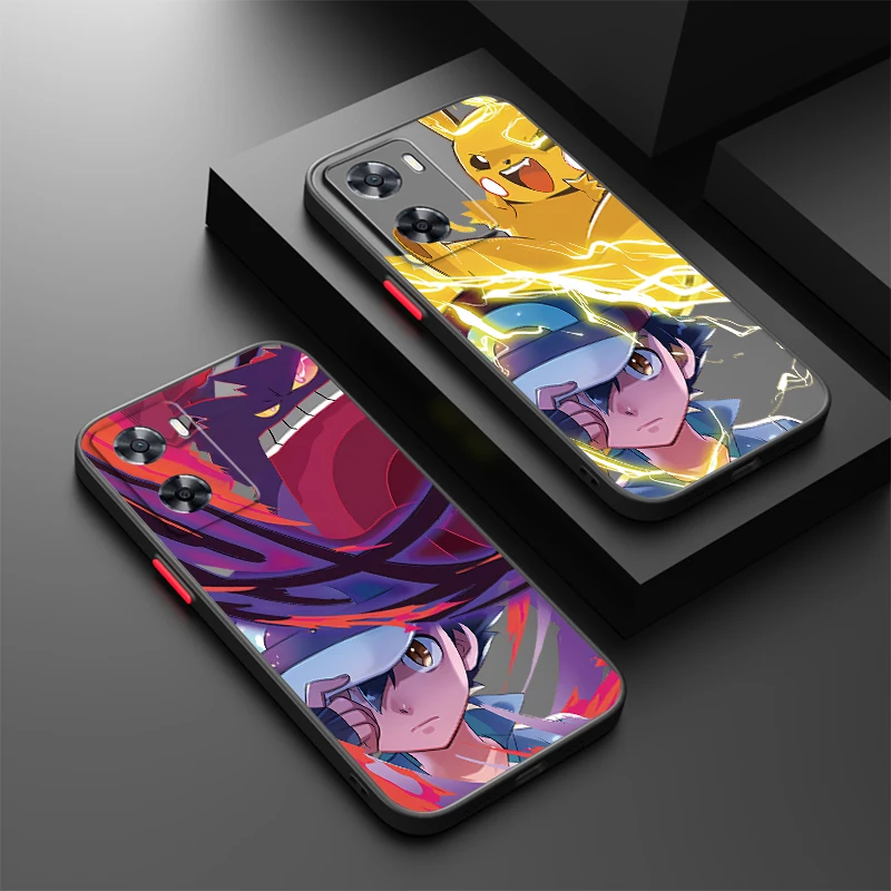 P-Pokemons G-Greninjas Cartoon Frosted Translucent For OPPO X5 X3 A54S A5 A94 A16 A53S A57 A74 A72 A96 A98 A78 5G Cover