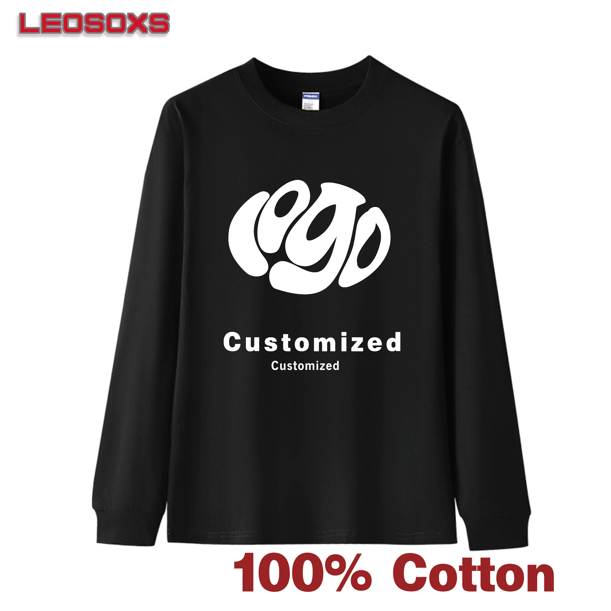 Unisex 100% Pure Cotton 230G Long Sleeve T-Shirt Custom DIY Logo Casual Sporty Solid Color Everyday Wear