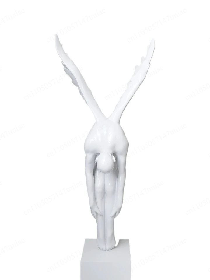 Abstract Handicrafts Hotel Lobby Angel Sculpture Modern Lighting Luxury Art Figure Floor Lamp Ornament Living Room Porch