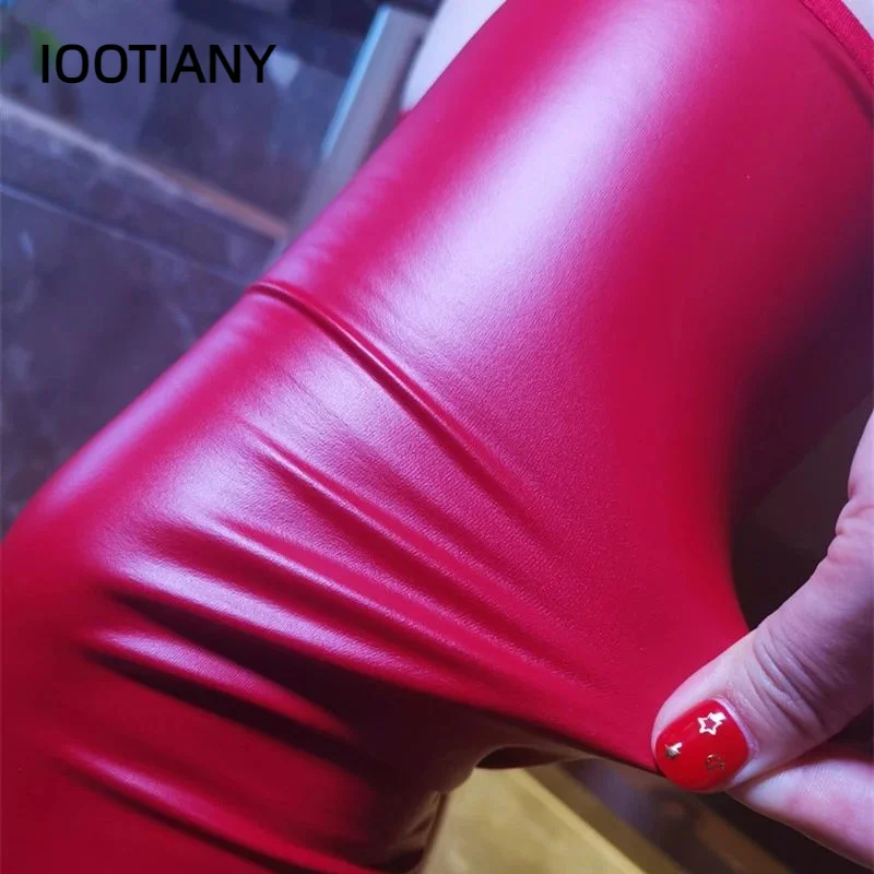 IOOTIANY-medias de látex para Club nocturno para mujer, medias de piel sintética, negras y rojas, Envío gratis