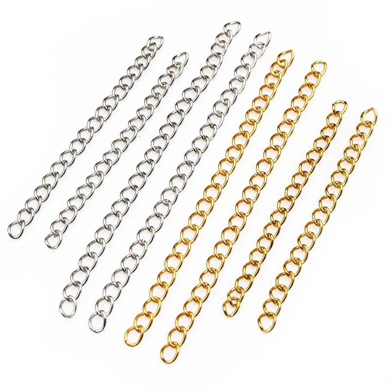 50 szt. 4x3mm 50/70mm długość ze stali nierdzewnej naszyjnik z łańcuchem przedłużacz ogona