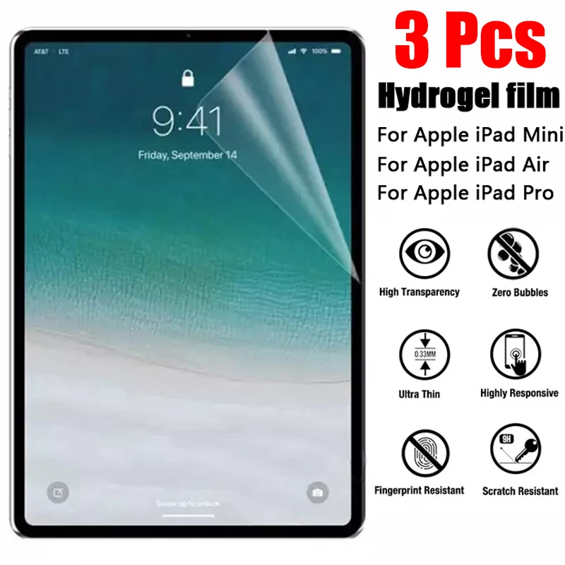 3pcs Screen Protector For iPad 10th 10.9 Pro 11 12.9 Air 5 4 3 Mini 6 Soft Hydrogel Film For iPad 10.2 7 8th 9th Protective Film