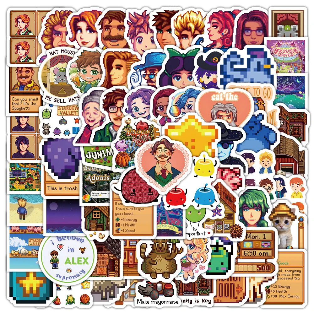 10/30/50/100pcs Game Cartoon Stardew Valley Graffiti Stickers Decals Laptop Travel Luggage Fridge Car Bike Kid Anime Sticker Toy