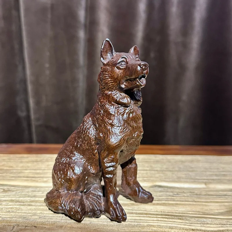 Rosewood Carved Dog Figurine Zodiac Solid Wood Animal Home Living Room Office Desk Decoration Craft Gift