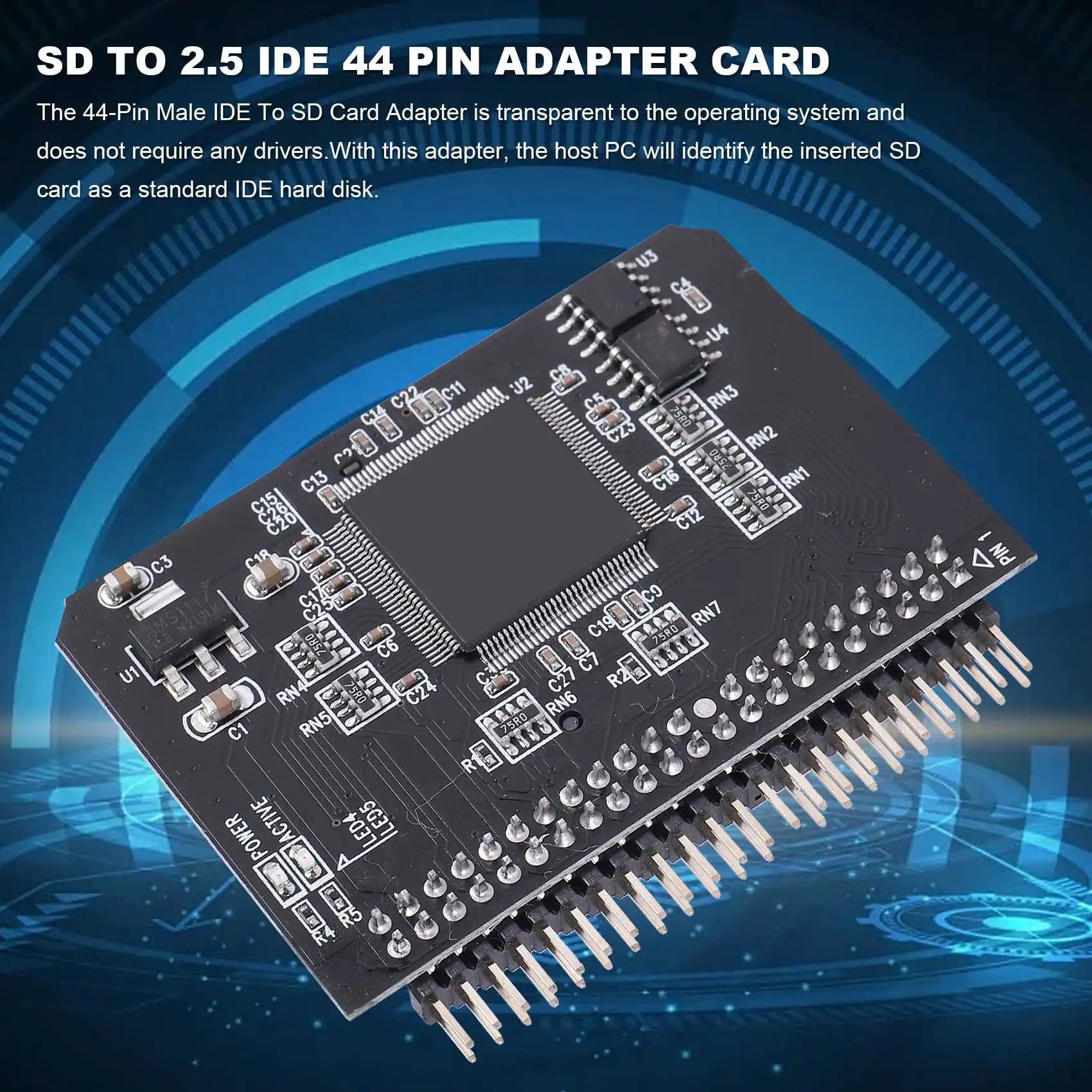 IDE SD Adapter SD To 2.5 IDE 44 Pin Adapter Card 44Pin Male Converter SDHC/SDXC/MMC Memory Card Converter for Laptop PC