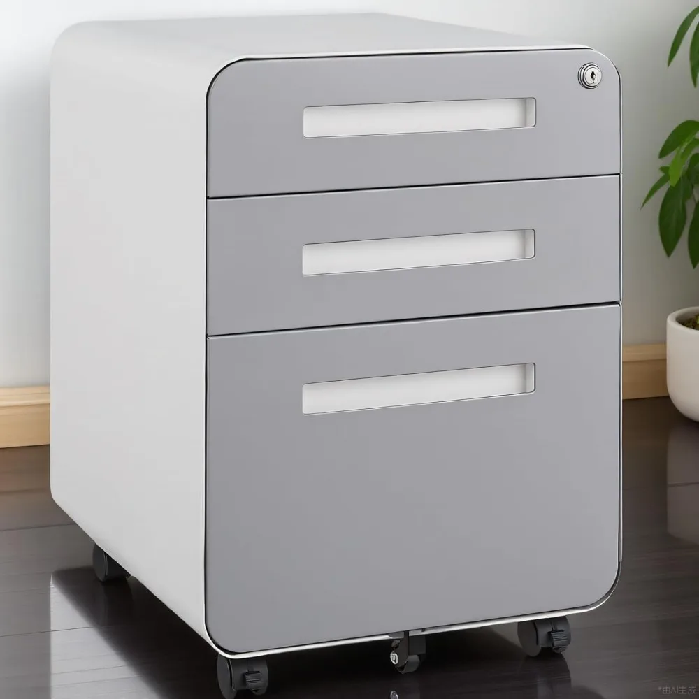 خزانة ملفات قابلة للقفل بثلاثة أدراج، خزانة معدنية صغيرة مع عجلات، تخزين بحروف قانونية/حجم A4 للمنزل/المكتب، قبل التجميع #1