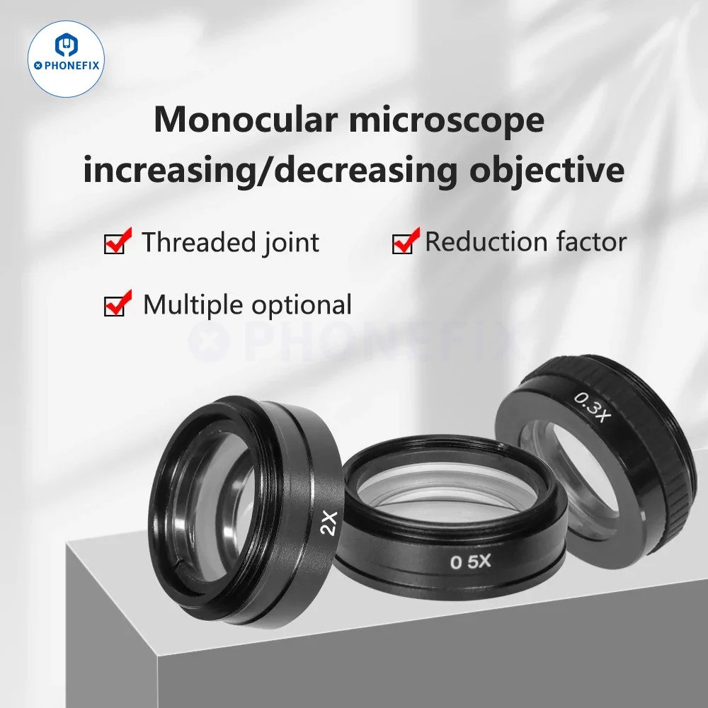 2X 1.5X 0.7X 0.5X 0.3X Barlow Auxiliary Objective Glass HD Lens for Industrial Microscope Camera 10A 180X 300X C MOUNT Lens
