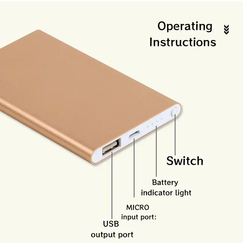 Bateria de Backup Externa Portátil, 10000mAh, Ultra-fino, Carregador Rápido, iPhone, Xiaomi, Celular, Samsung, Novo