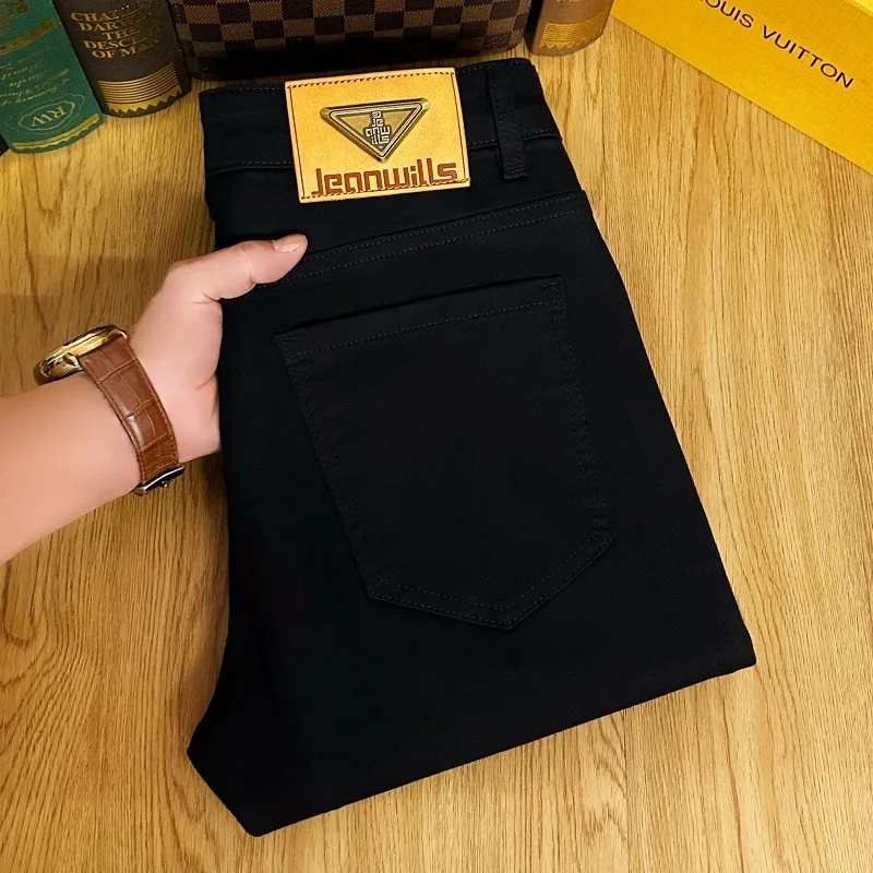 Pure white Jeans for Men2024New Simple and Versatile Comfortable Breathable Slim Fit Skinny Fashion New Men's Wear Trousers