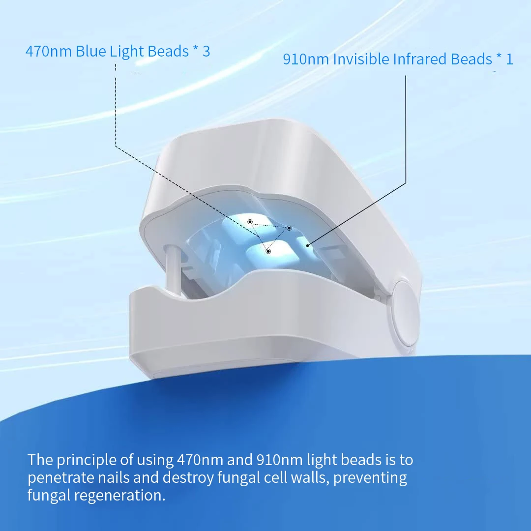 Nail Fungus Treatment LED Laser Device for Cleaning Onychomycosis USB Charge 905nm Infrared Light 470nm Blue Light Nail Salon