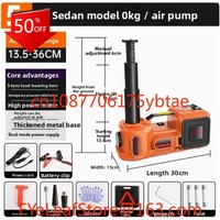 12V 5Ton Car Electric Hydraulic Floor Jack, Tire Inflator Pump and LED Flashlight 2 in 1 Set With Safe Hammer