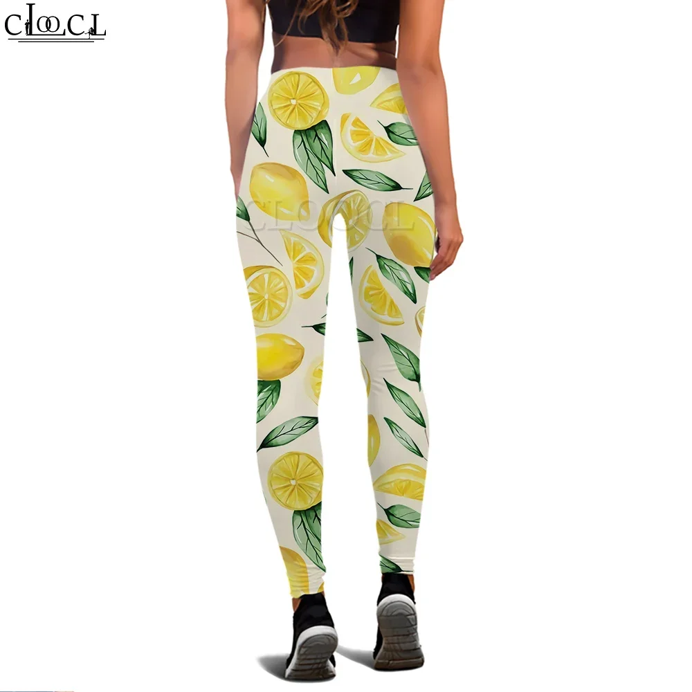 CLOOCL Fashion Women Legging Yellow Lemon Pattern 3D Printed Trousers for Female Workout Push Up Jogging High Waist Yoga Pants