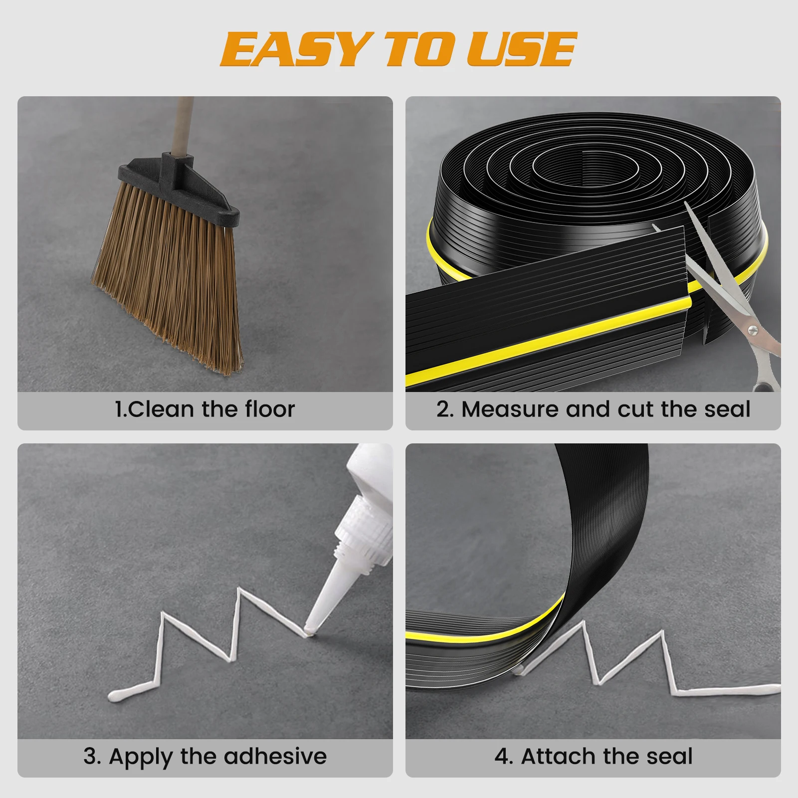 Garage Door Seal 2.5/4.8M Universal Threshold Seal Weatherproof Floor Seal Rubber DIY Seal Replacement for Garage Doors Perfect