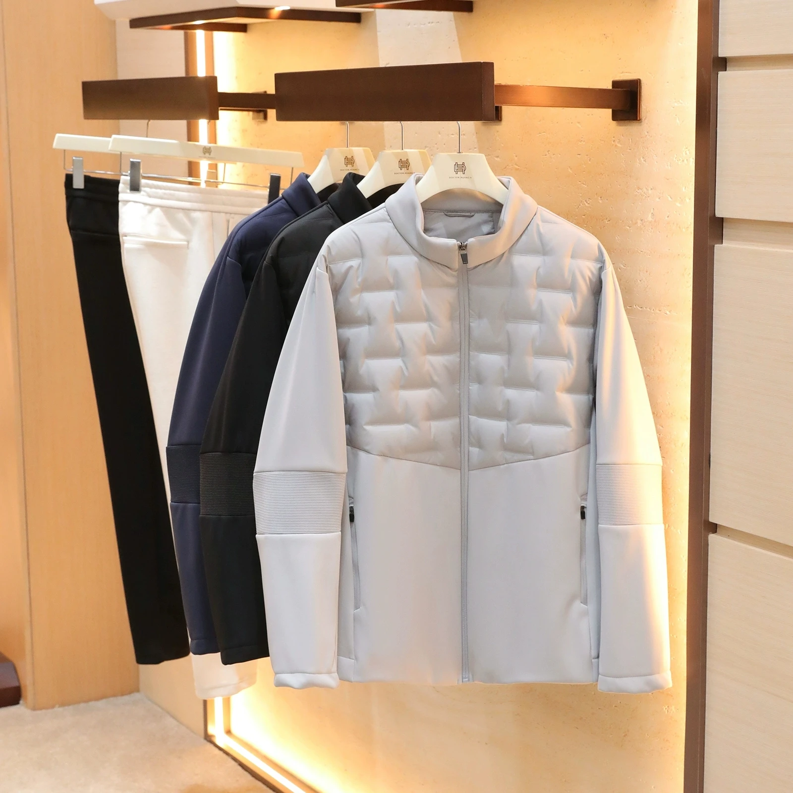 

Men's Winter Du down Jaet Stand Collar Splicing Anti- Windproof Water- Resistant 90 Du Feather Heat Reflection