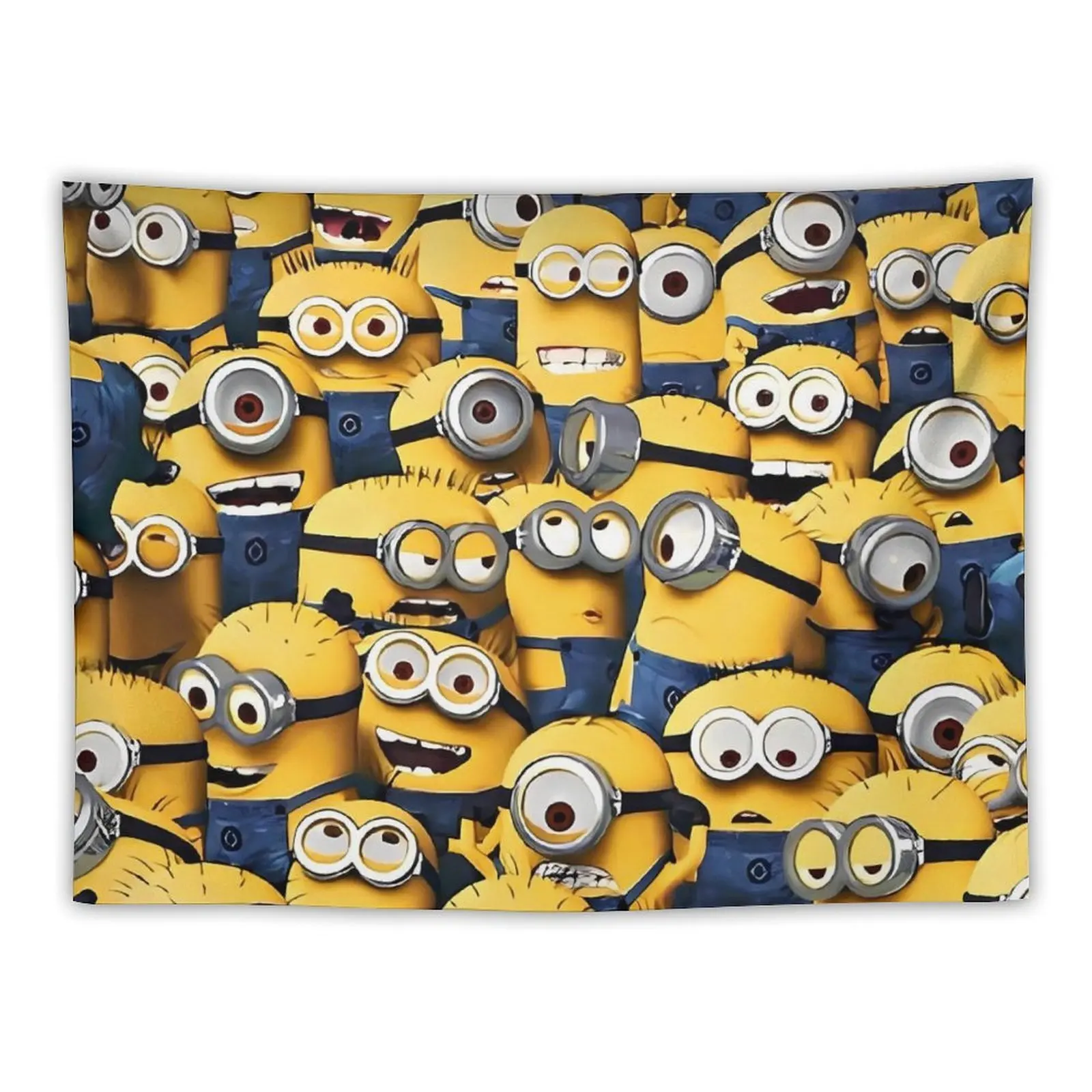 

Cute Cartoon Yellow Minions Tapestry Big Eyes Vintage Background Cloth Wall Art Hanging Bedroom Living Room Home Decor Blanket